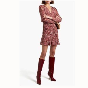 VERONICA BEARD Rosalia Vine Floral Mini Dress in Cranberry NWT